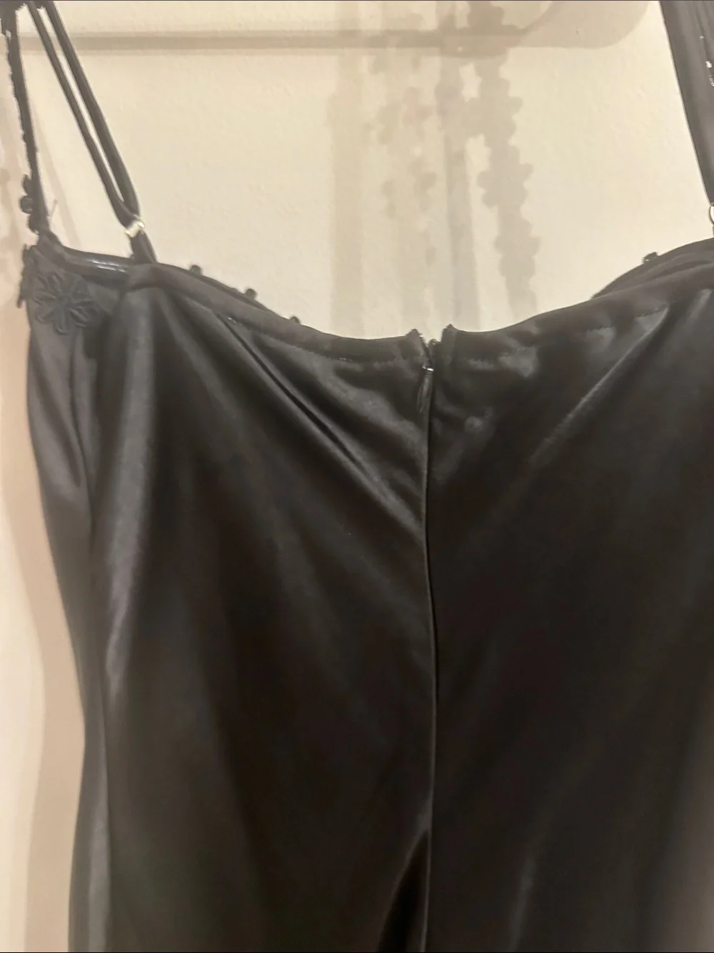 Princess Polly Black Lace-Trim Satin Slip Dress